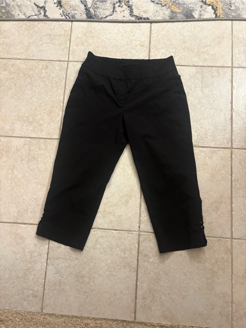 Ruby Rd. Black Capri pants with Button Cuff Detail size 10